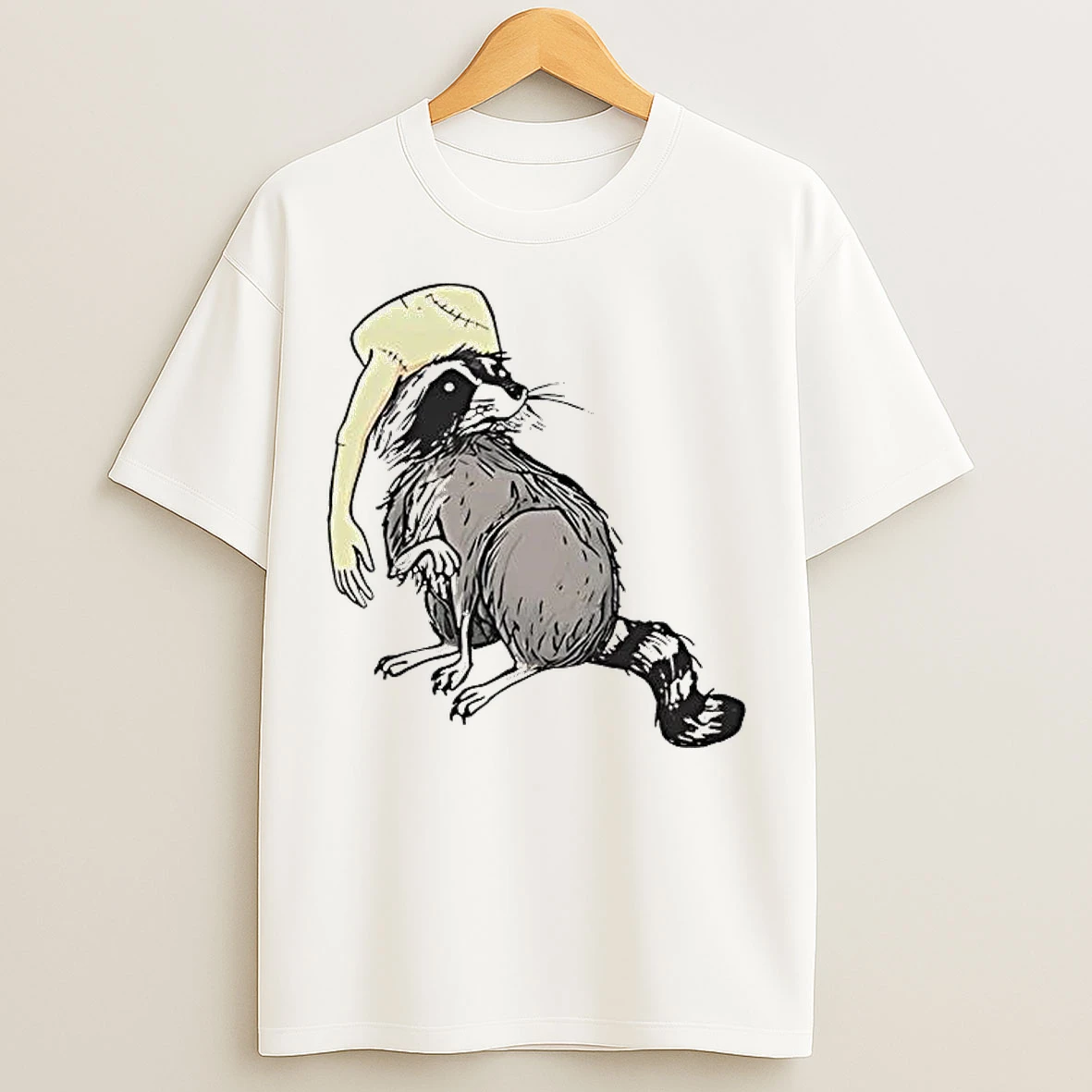 Classic Raccoon Wearing A Hat Human Arm Meme T Shirts