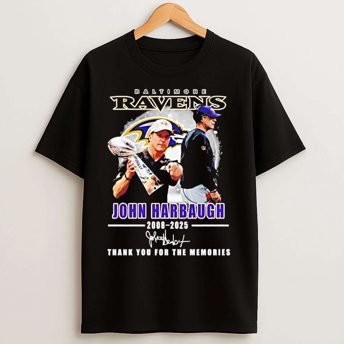 Classic Ravens John Harbaugh 2008 2025 Thank You For The Memories T Shirts
