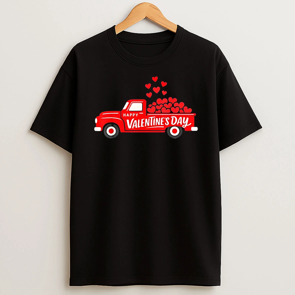 Classic Red Truck Happy Valentines Day Farmhouse Hearts Shirts