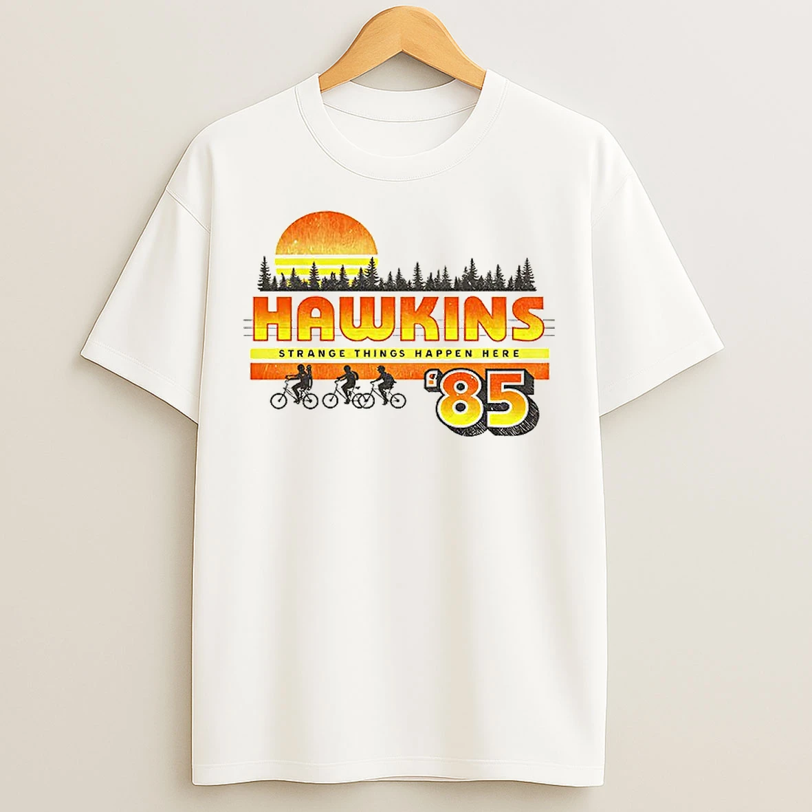 Classic Retro 80s Sci Fi Town85 Strange Things Happen Here T Shirts