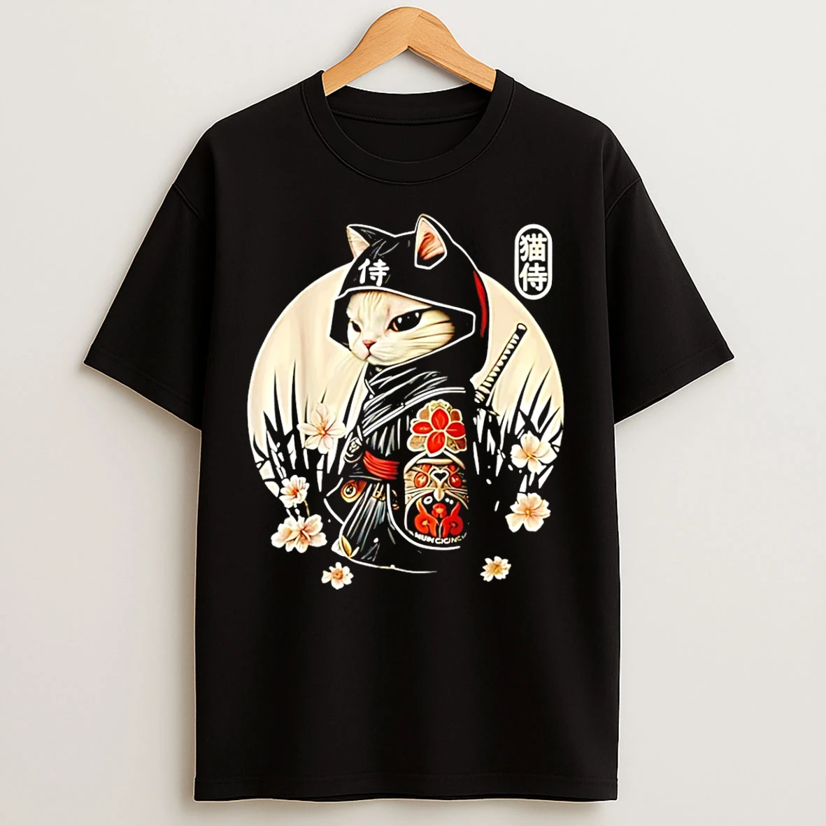 Classic Samurai Cat Graphic T Shirts