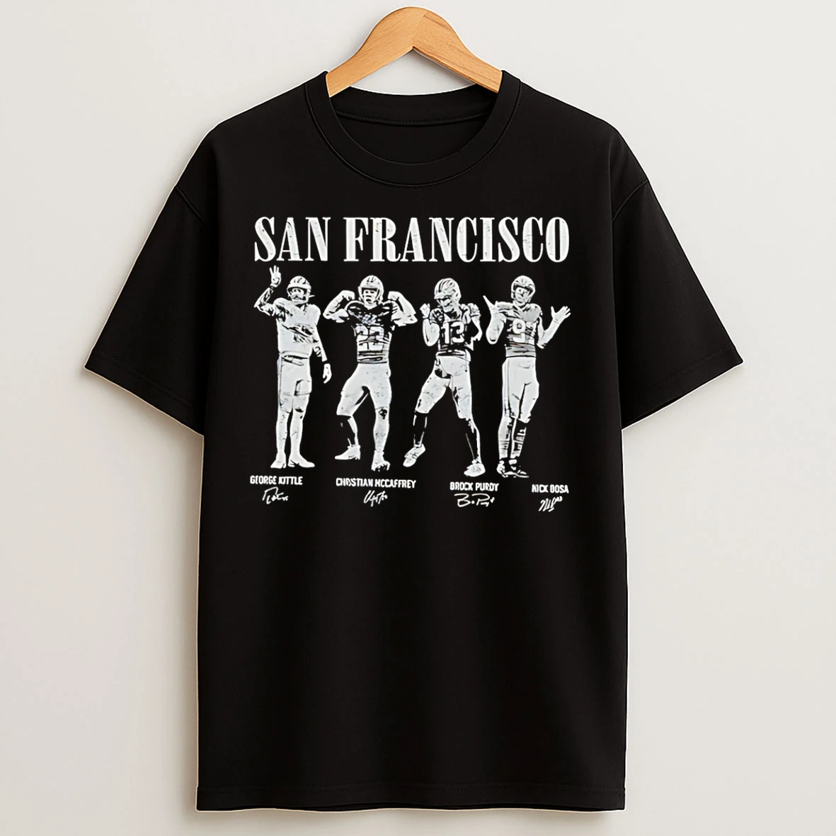 Classic San Francisco 49ers Kittle Mccaffrey Purdy Bosa T Shirts