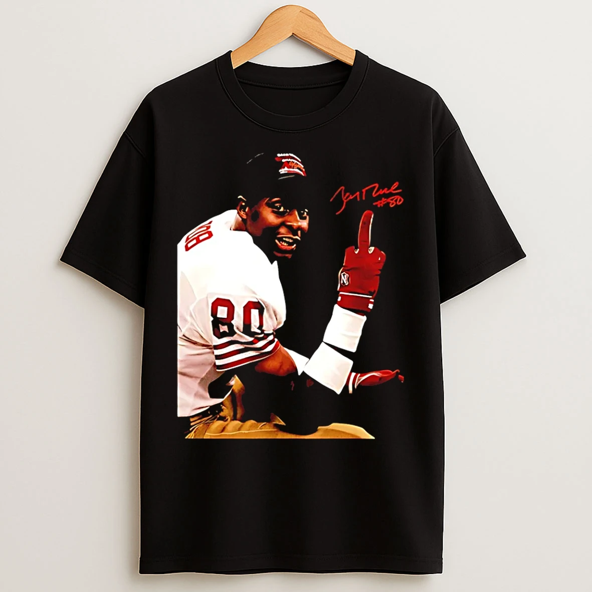 Classic San Francisco 49ers Jerry Rice Flipping Signature Player Collage T Shirts