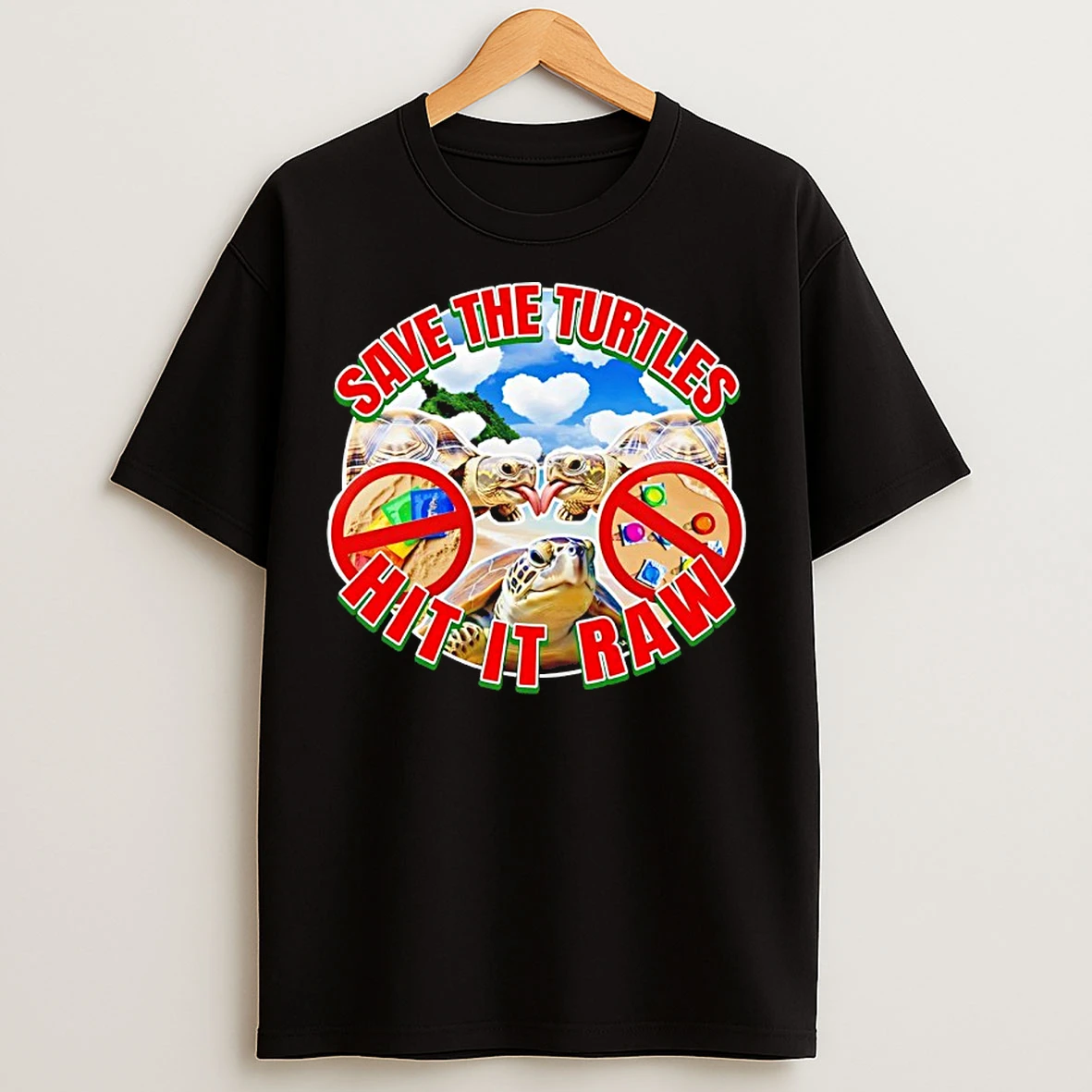 Classic Save The Turtles Hit It Raw Graphic T Shirts