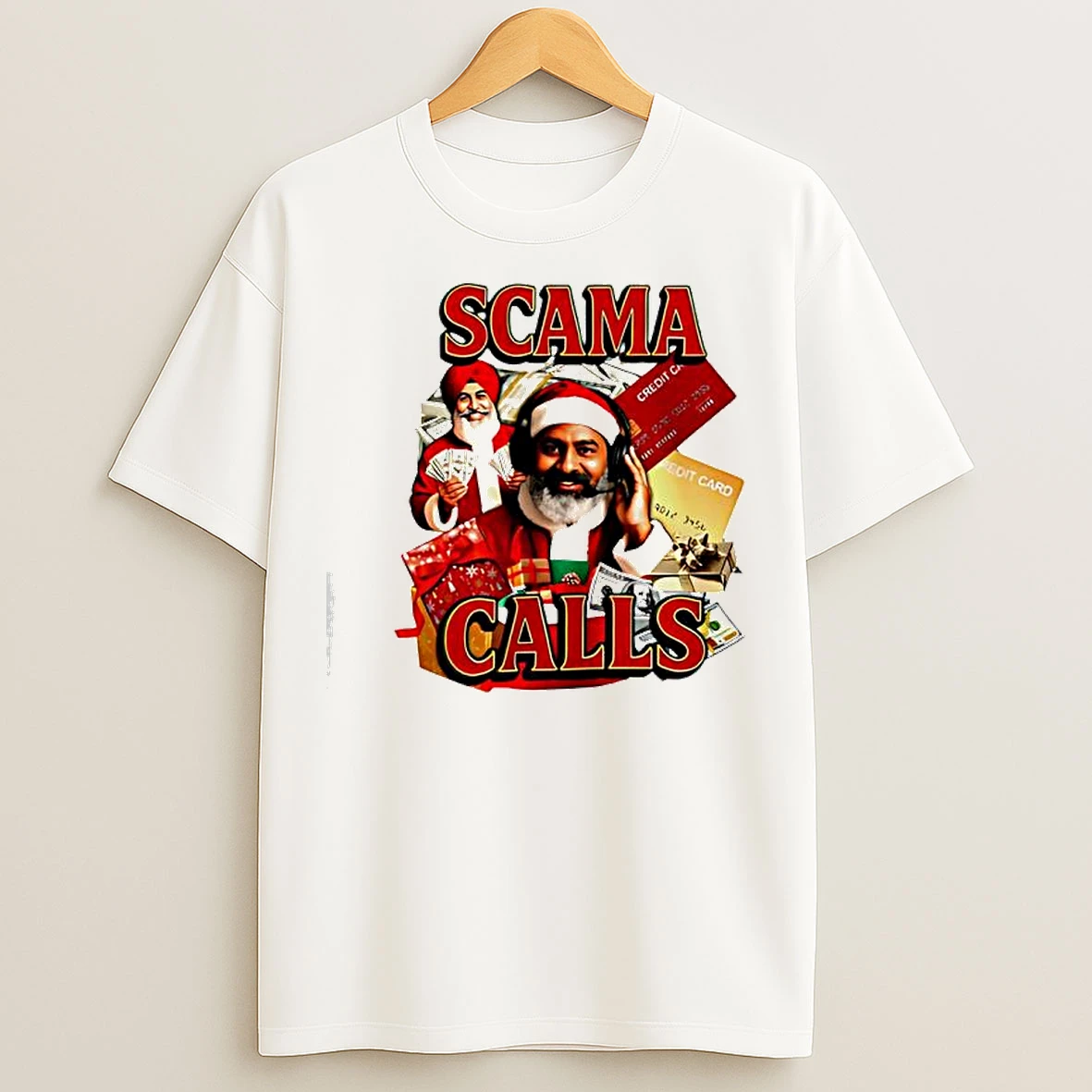 Classic Scama Calls Santa Graphic T Shirts