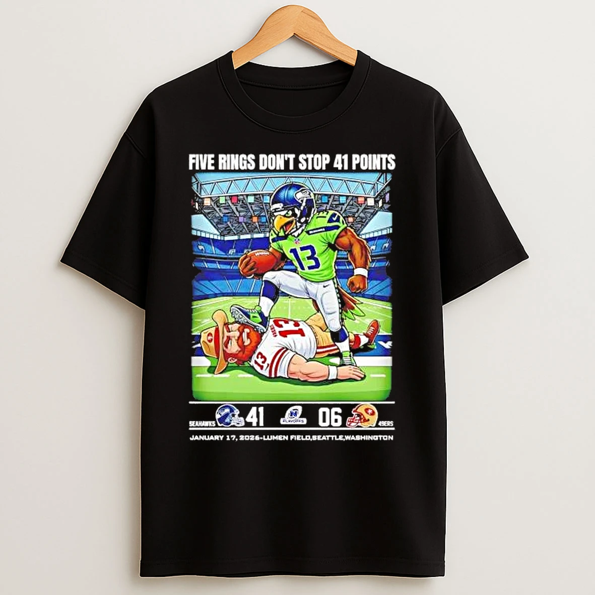 Classic Seahawks Beat 49ers Fiver Rings Dont Stop 41 Points 2026 T Shirts