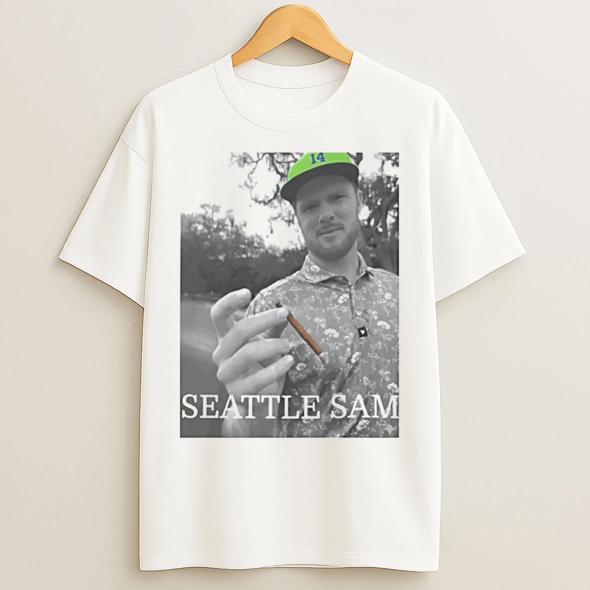 Classic Seattle Sam Football Photo Darnold Qb Graphic Smoking Sam T Shirts