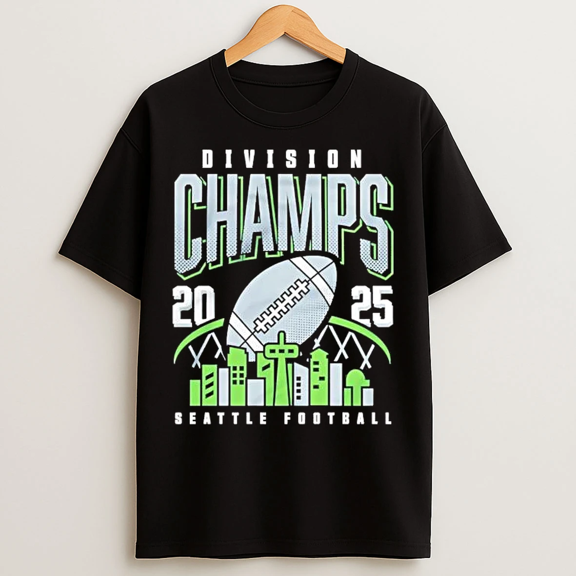 Classic Seattle Seahawks 2025 Division Champs City Skyline T Shirts
