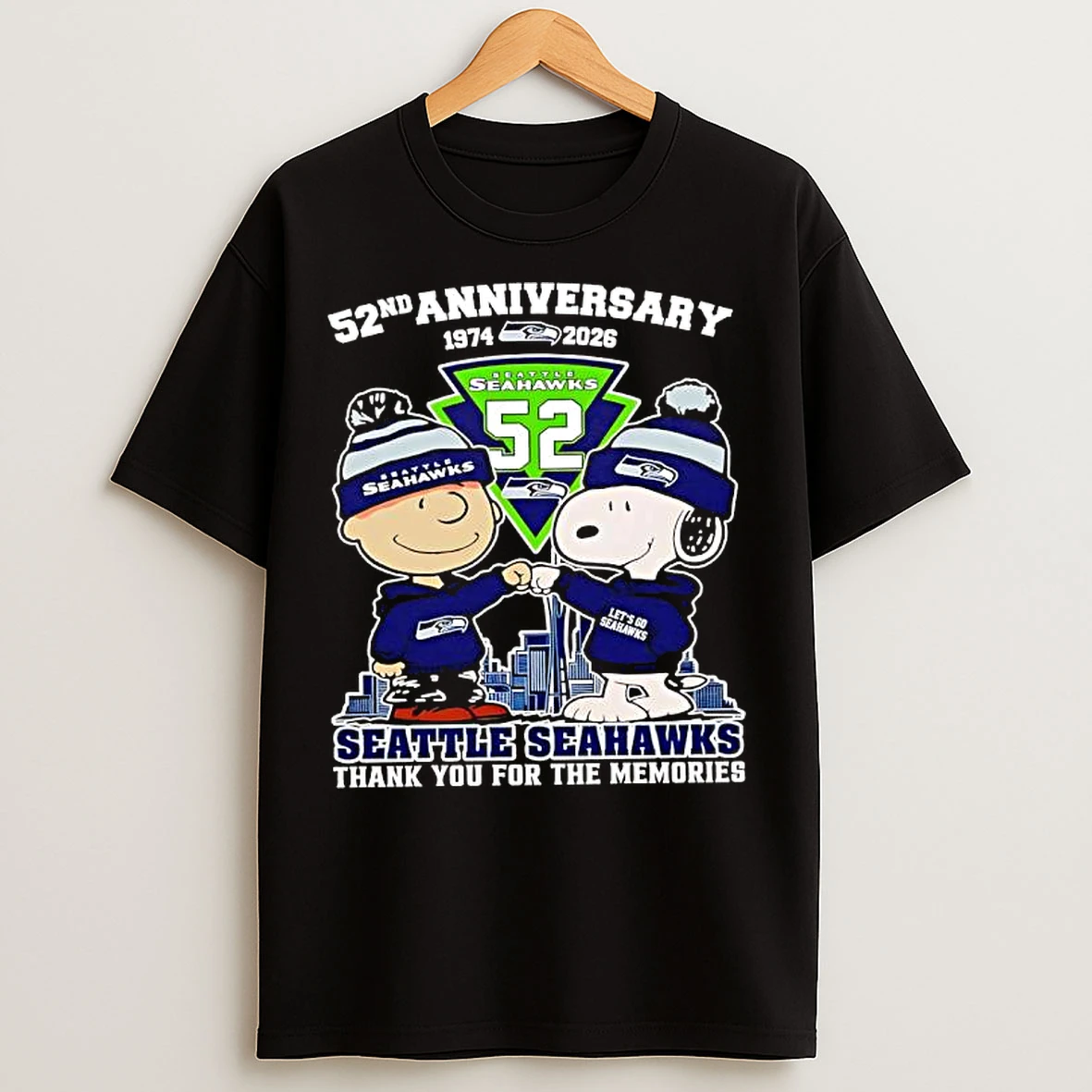 Classic Seattle Seahawks 52nd Anniversary Thank You The Memories Peanuts Graphic T Shirts