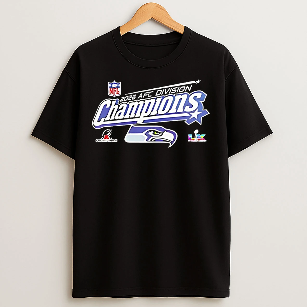 Classic Seattle Seahawks Afc Divisional Champions 2025 26 Logo T Shirts