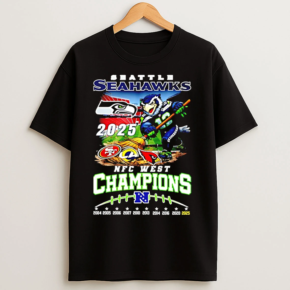 Classic Seattle Seahawks Football Nfc West Champions 2025 T Shirts