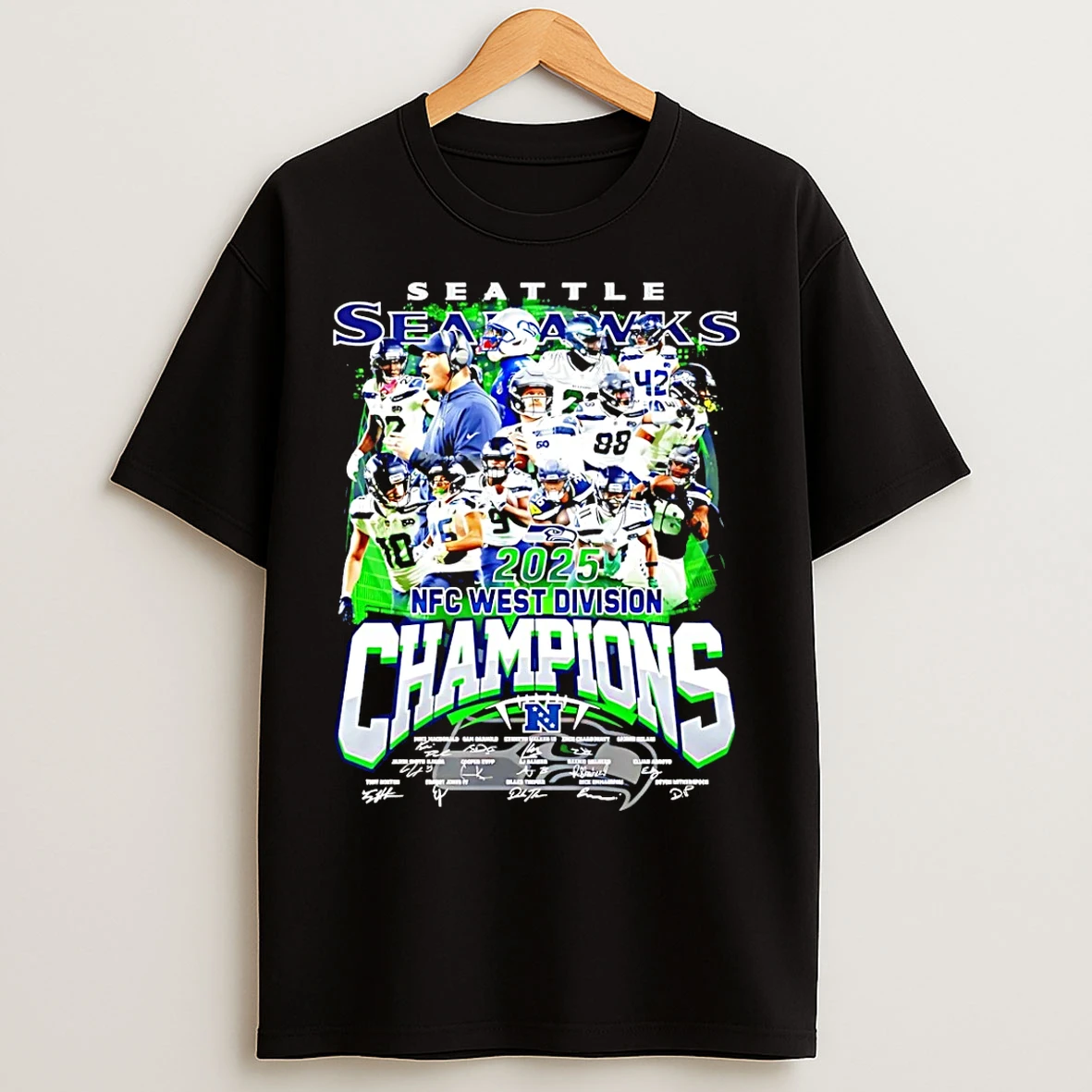 Classic Seattle Seahawks Nfc West Division Champions All Team Signatures T Shirts