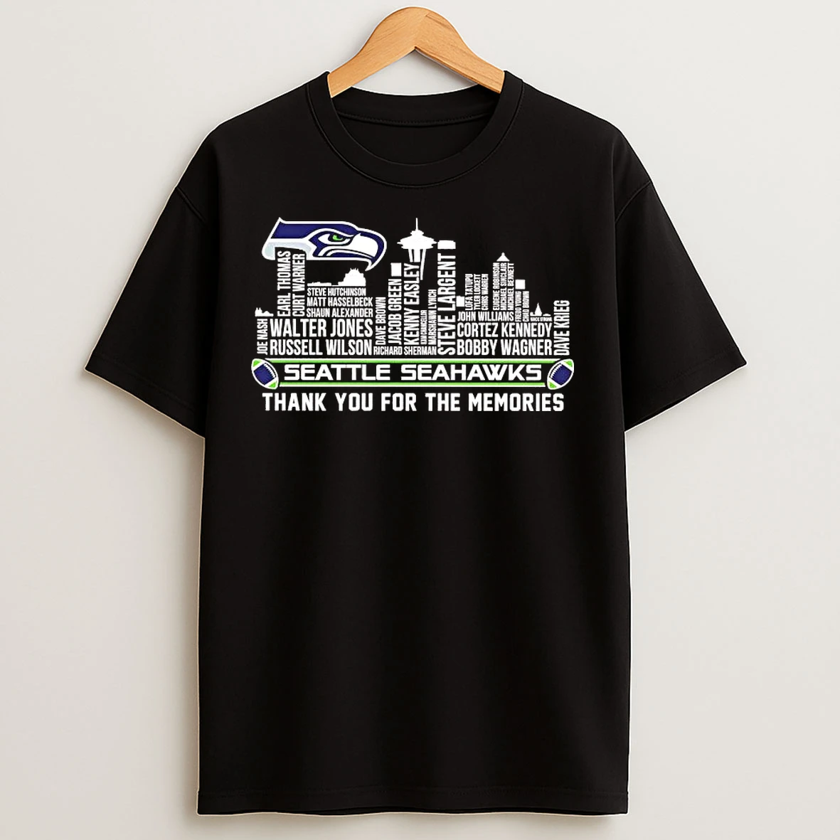Classic Seattle Seahawks Players Names Skyline Thank You For The Memories T Shirts