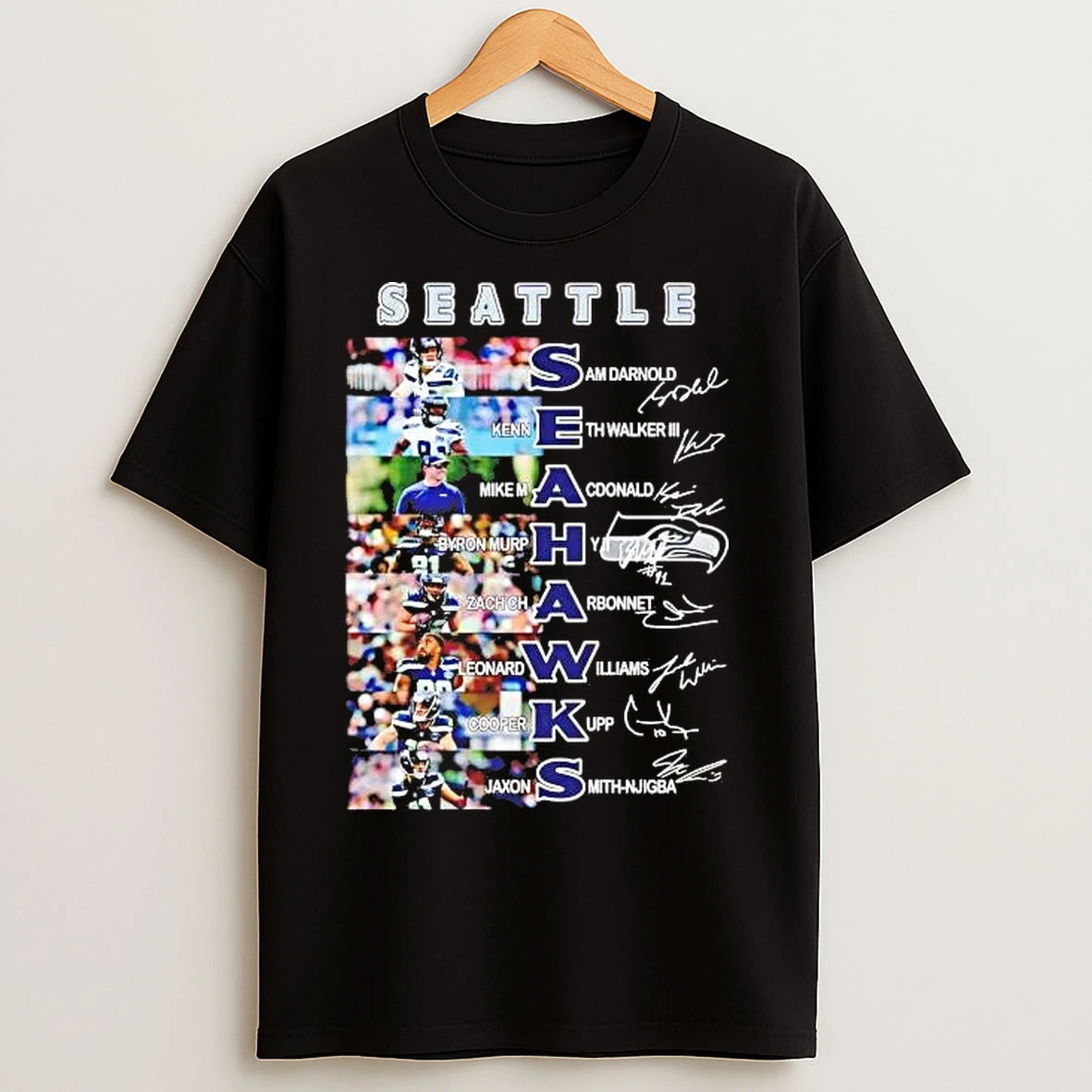 Classic Seattle Seahawks Team Players Names And Signatures T Shirts