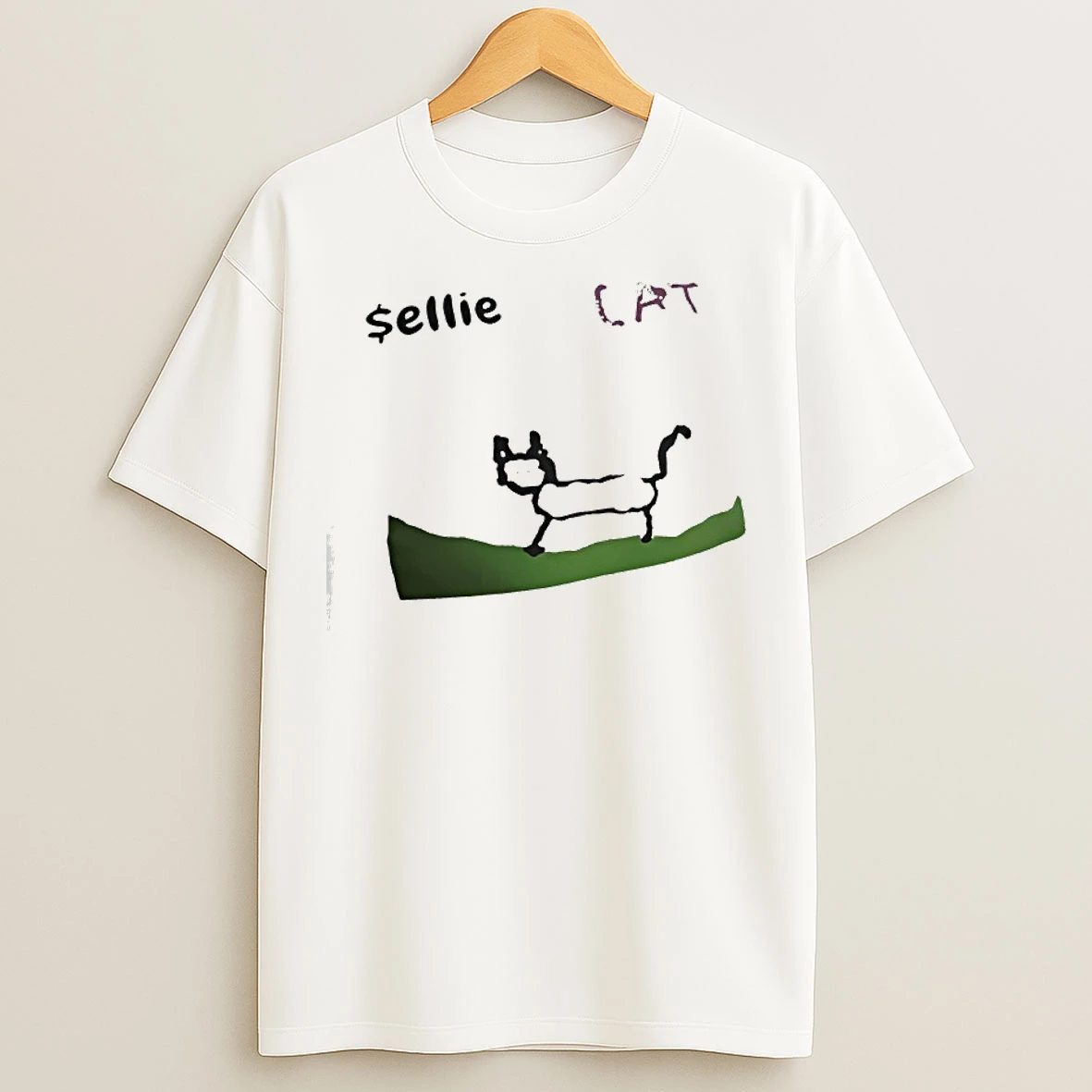 Classic Sellie Cat Drawing T Shirts