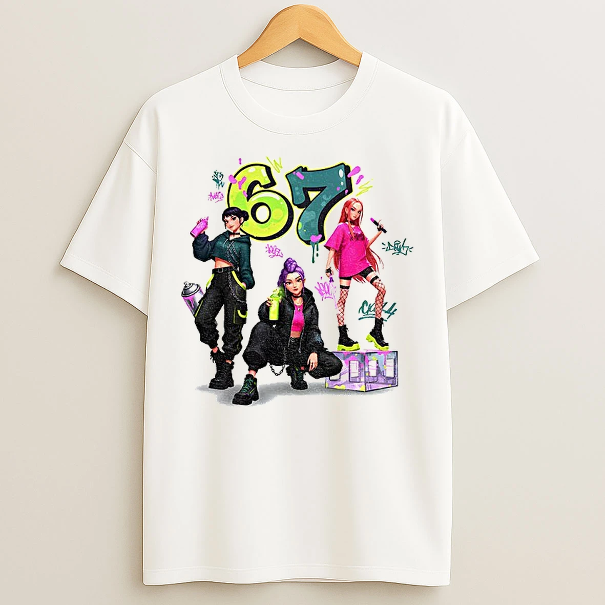 Classic Six Seven 6 7 Meme Graffiti Kpop Huntrix Girls Band T Shirts