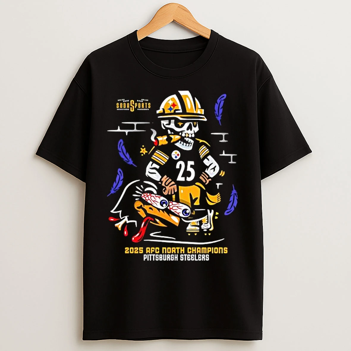 Classic Skull 2025 Afc North Champions Pittsburgh Steelers T Shirts