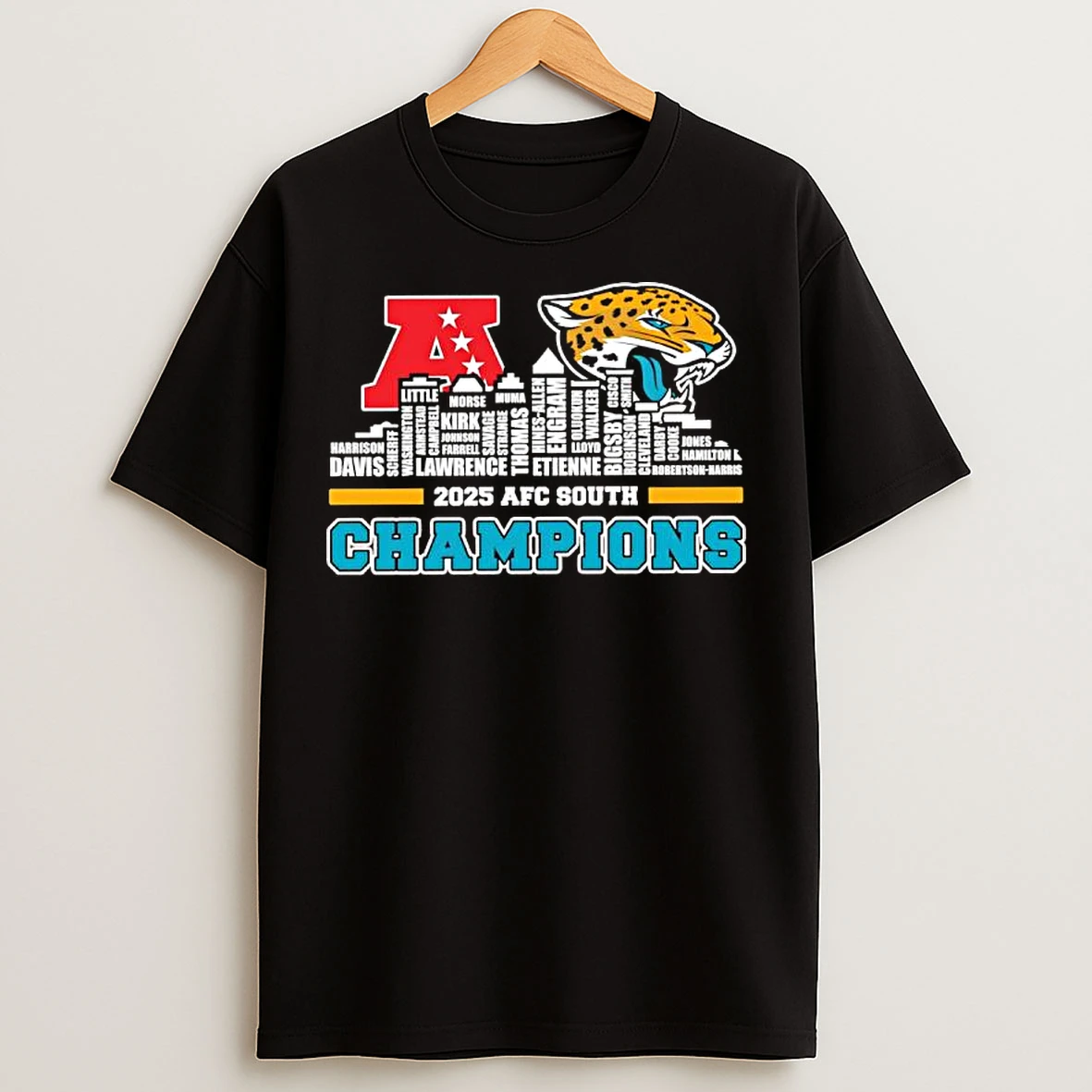 Classic Skyline Of Jacksonville Jaguars 2025 Afc South Division Champions T Shirts