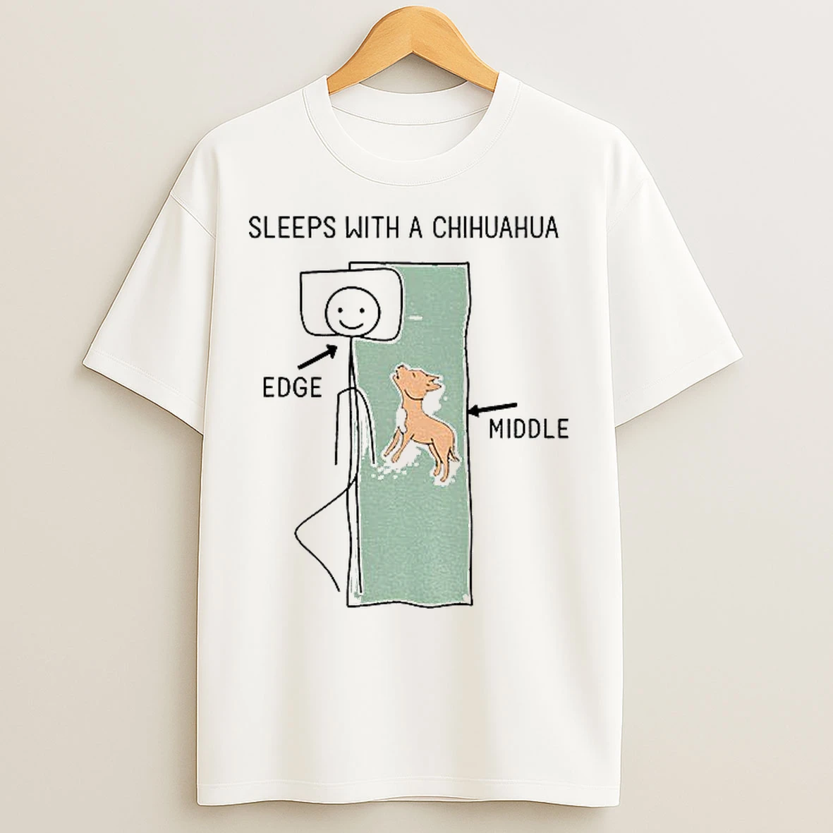 Classic Sleeps With A Chihuahua Edge Middle T Shirts