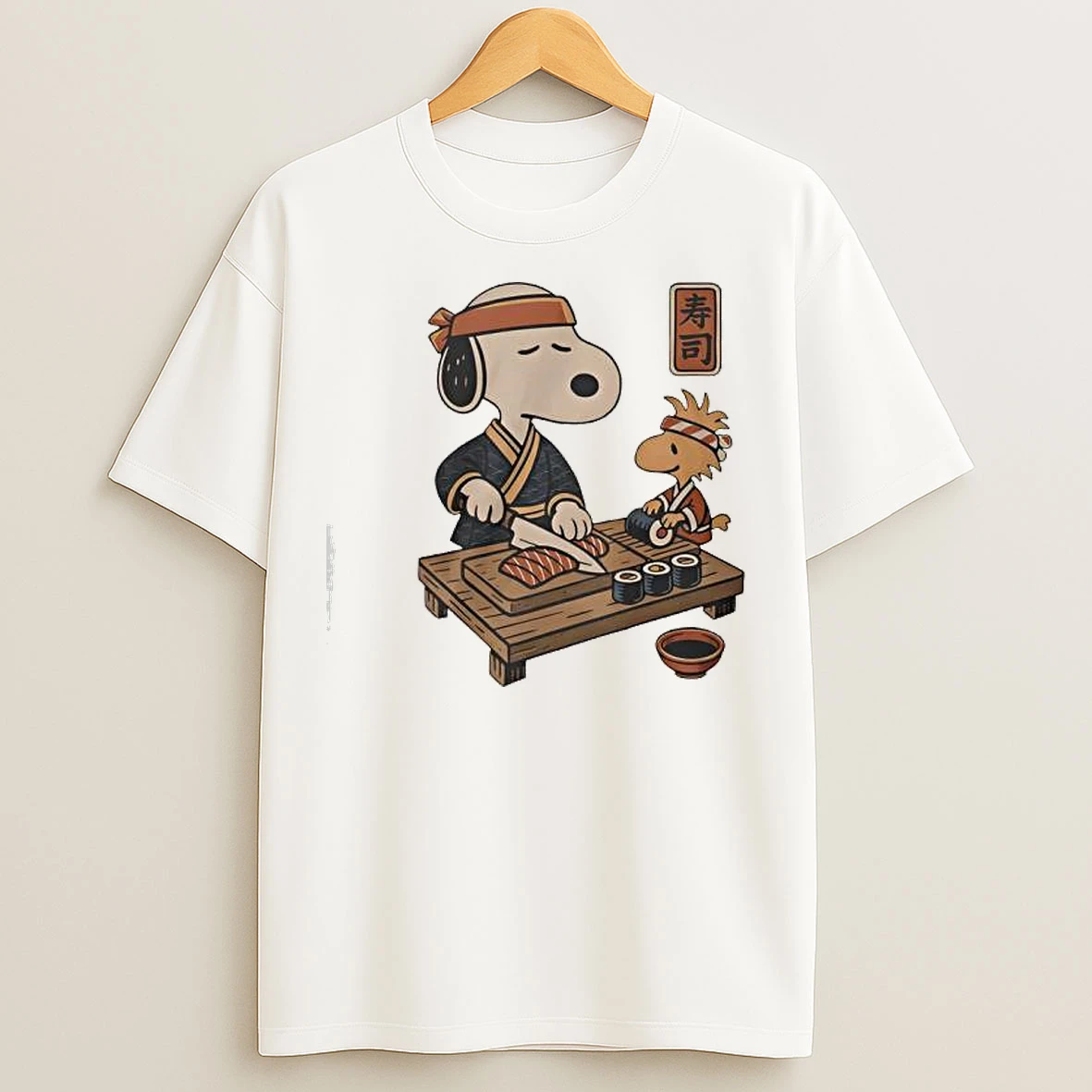 Classic Snoopy And Woodstock Sushi Japan Food T Shirts