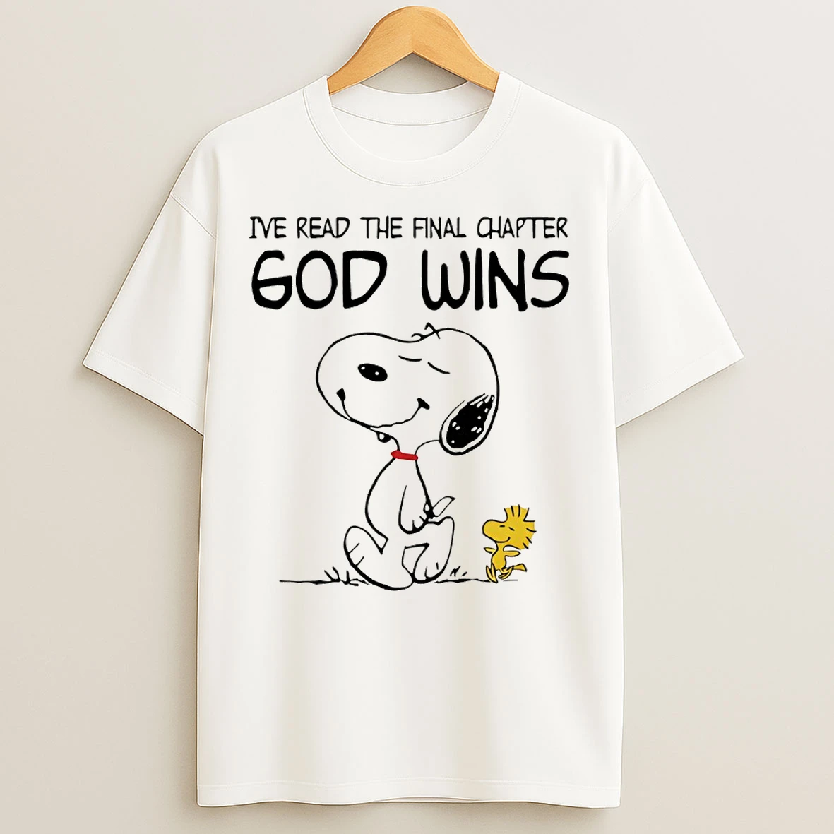 Classic Snoopy And Woodstock Ive Read The Final Chapter God Wins T Shirts