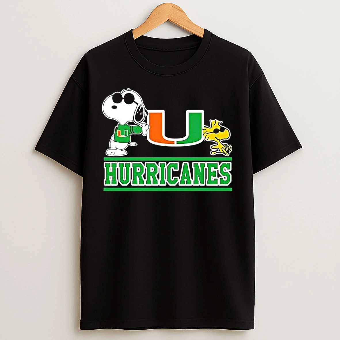 Classic Snoopy And Woodstock Miami Hurricanes T Shirts
