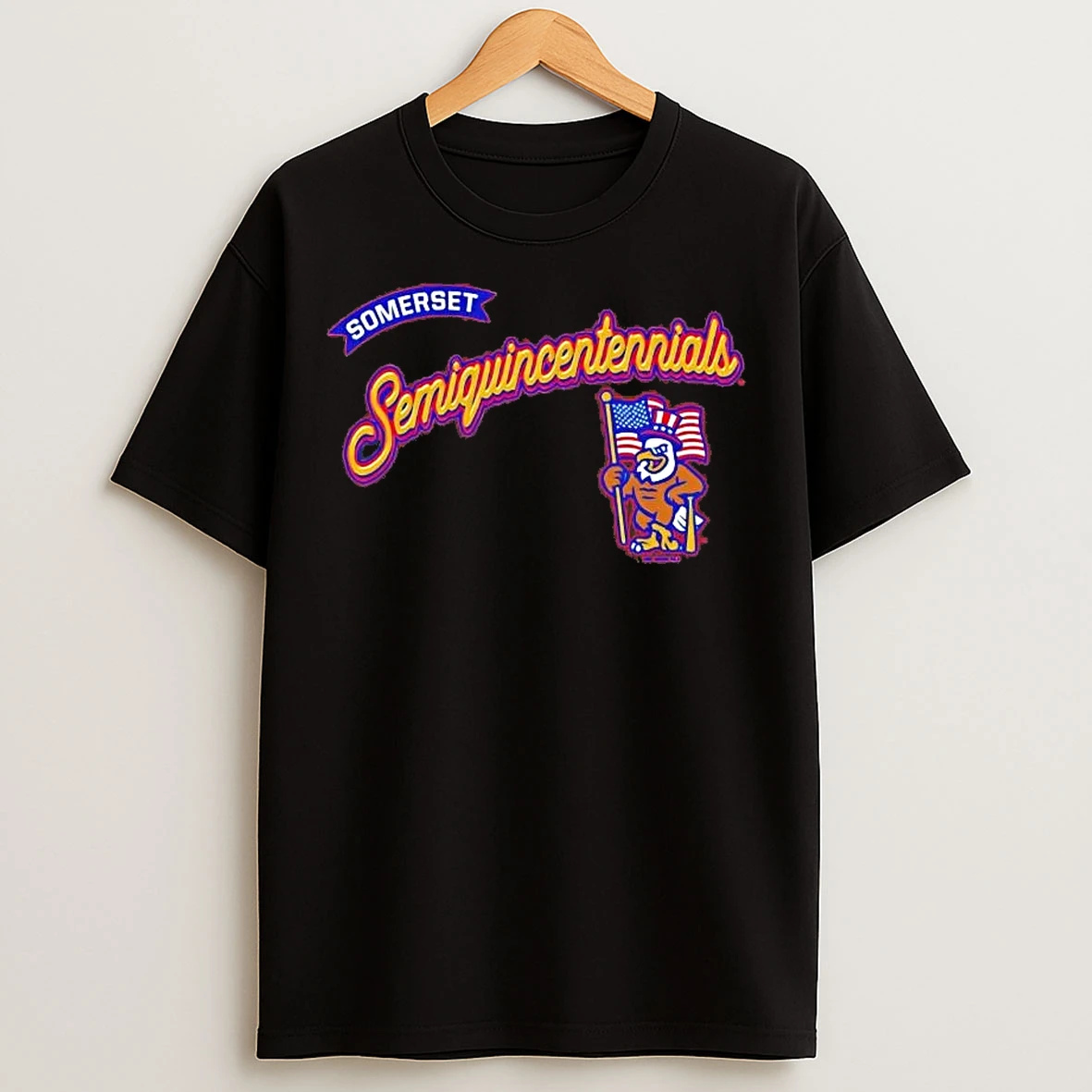 Classic Somerset Patriots Somerset Semiquincentennials Mascot Flag T Shirts