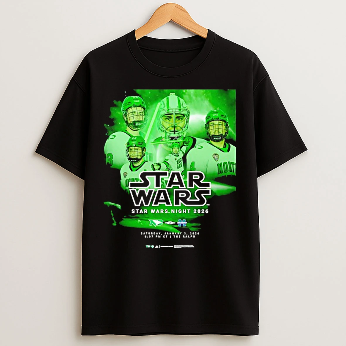 Classic Star Wars Night 2026 North Dakota Fighting Hawks Vs Mercyhurst Lakers T Shirts
