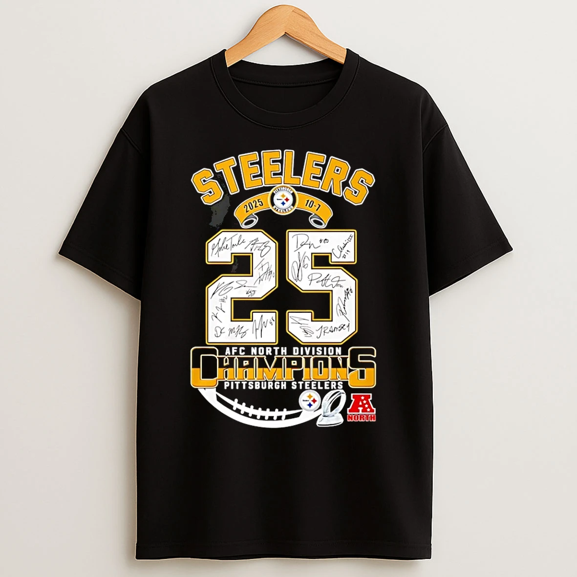 Classic Steelers Afc North Champs 2025 Signatures T Shirts