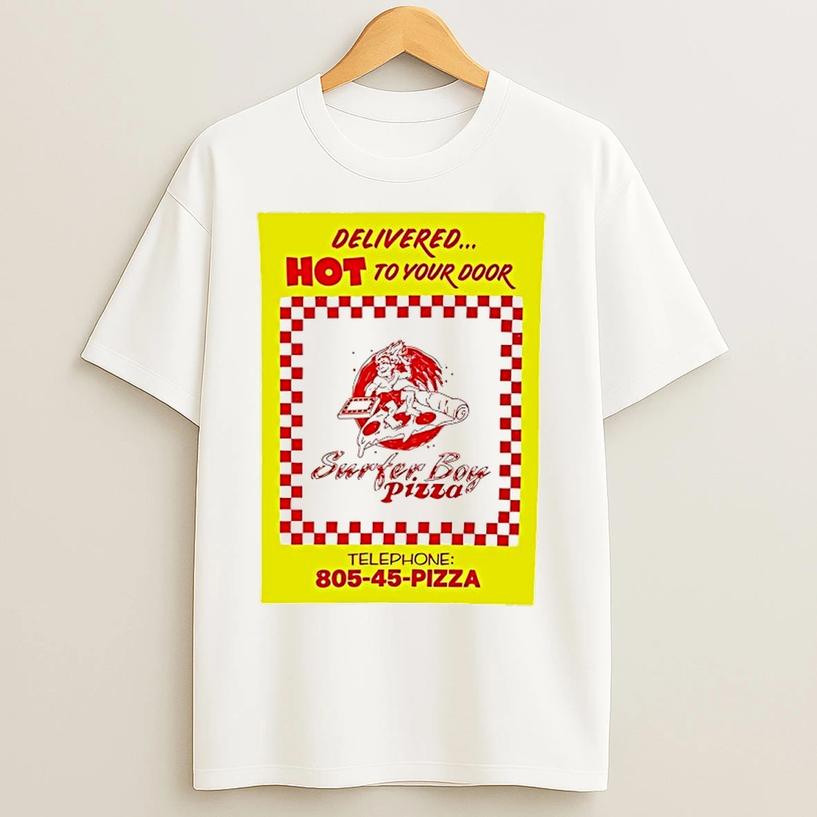 Classic Stranger Things Delivered Hot To Your Door Surfer Boy Pizza Logo T Shirts