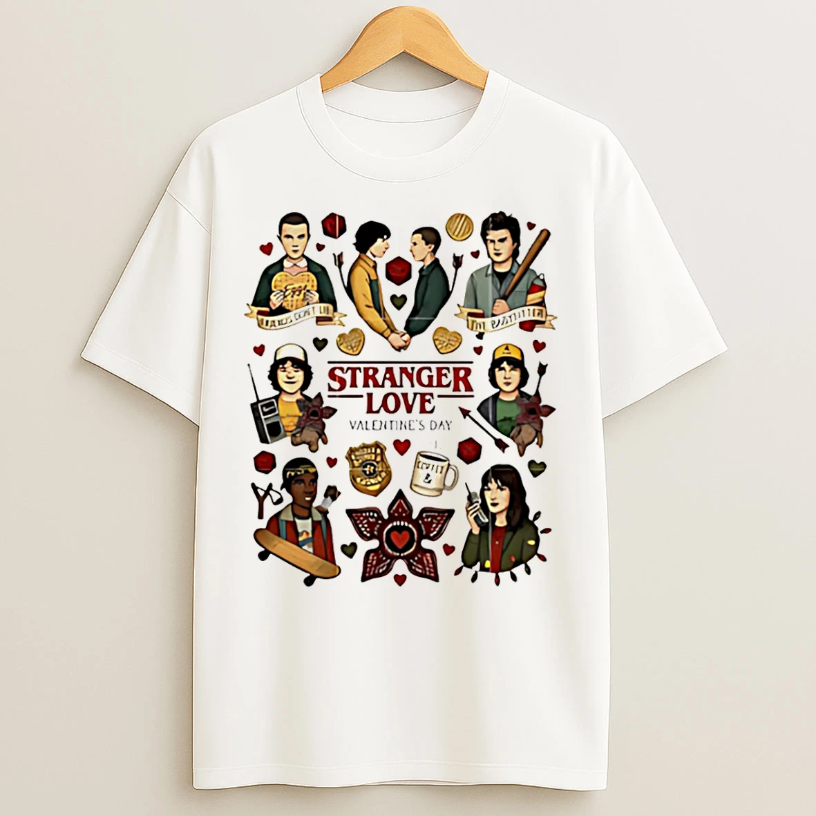 Classic Stranger Love Valentines Day Stranger Things Graphic T Shirts