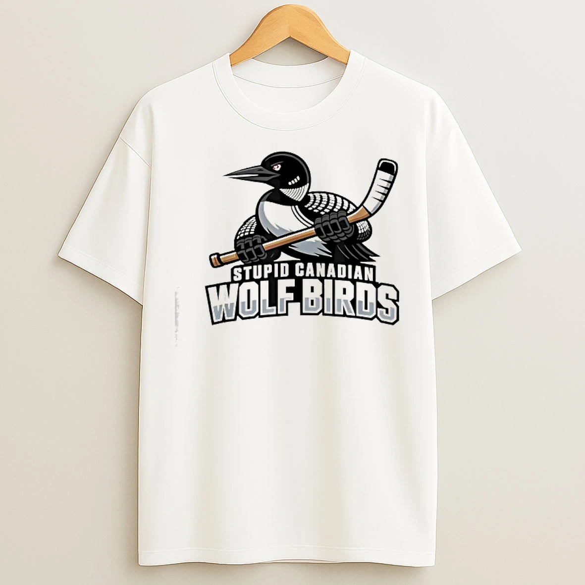Classic Stupid Canadian Wolf Bird Hockey Sport T Shirts