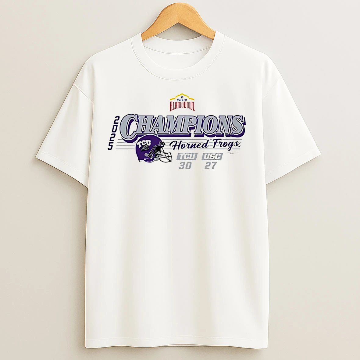 Classic Tcu Horned Frogs 2025 Valero Alamo Bowl Tcu Champions Score T Shirts