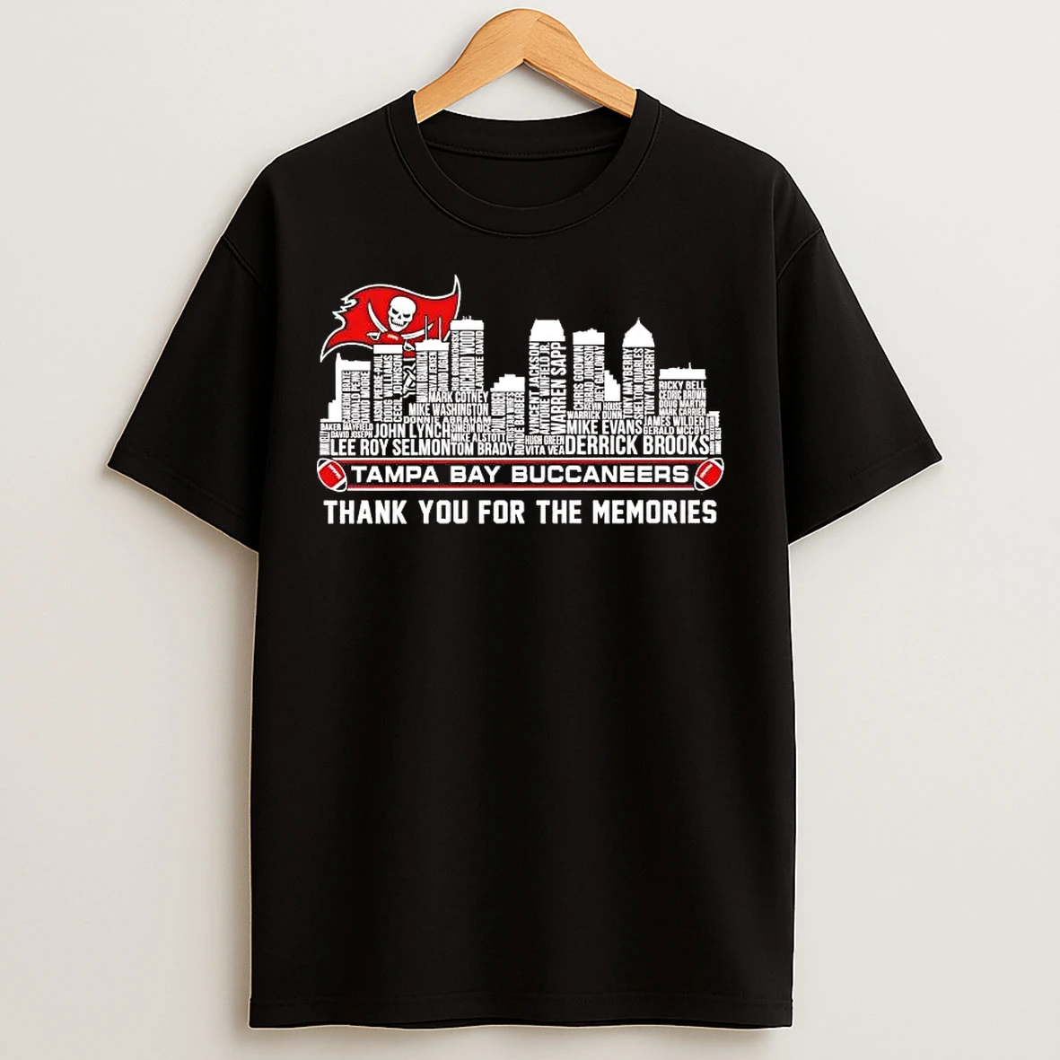Classic Tampa Bay Buccaneers Players Names Skyline Thank You For The Memories T Shirts