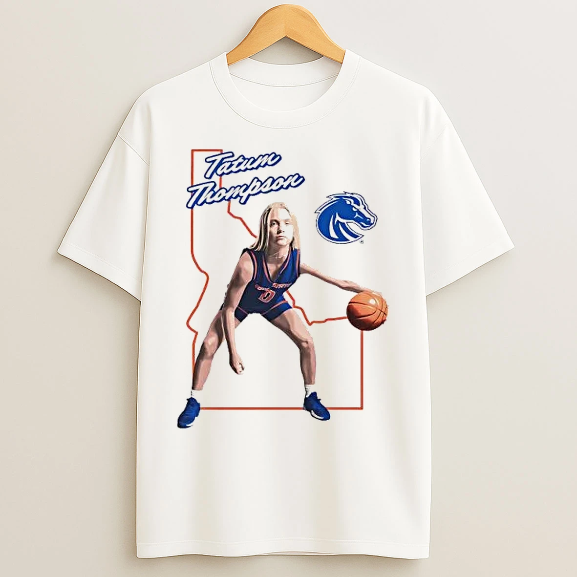 Classic Tatum Thompson Illustrated Hometown Boise State Basketball T Shirts