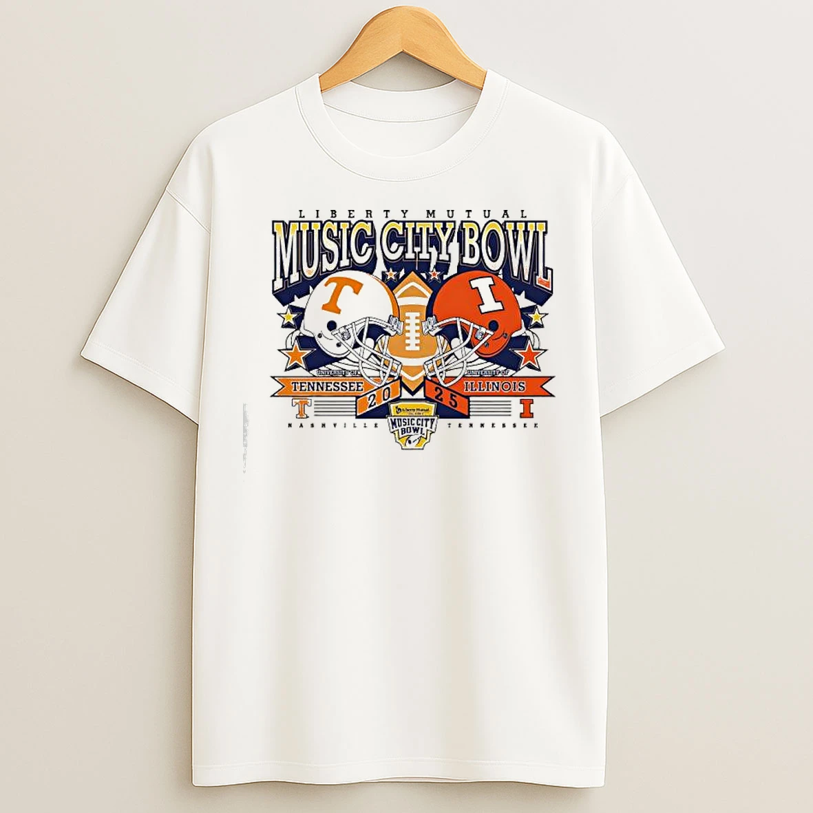 Classic Tennessee Vs Illinois 2025 Liberty Mutual Music City Bowl Graphic T Shirts
