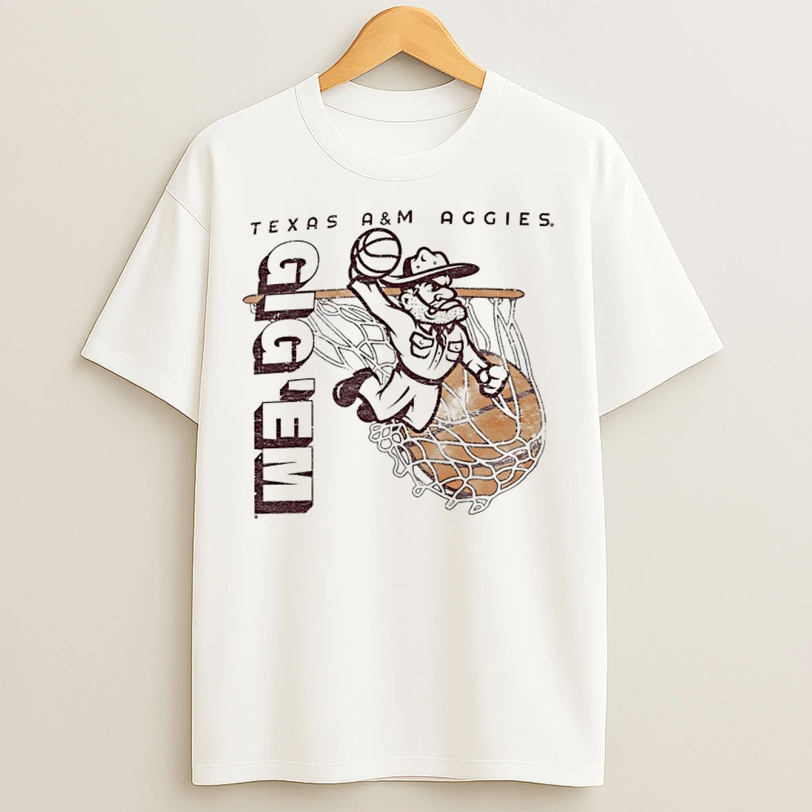 Classic Texas Am Aggies Gig Em Ol Sarge Basketball T Shirts