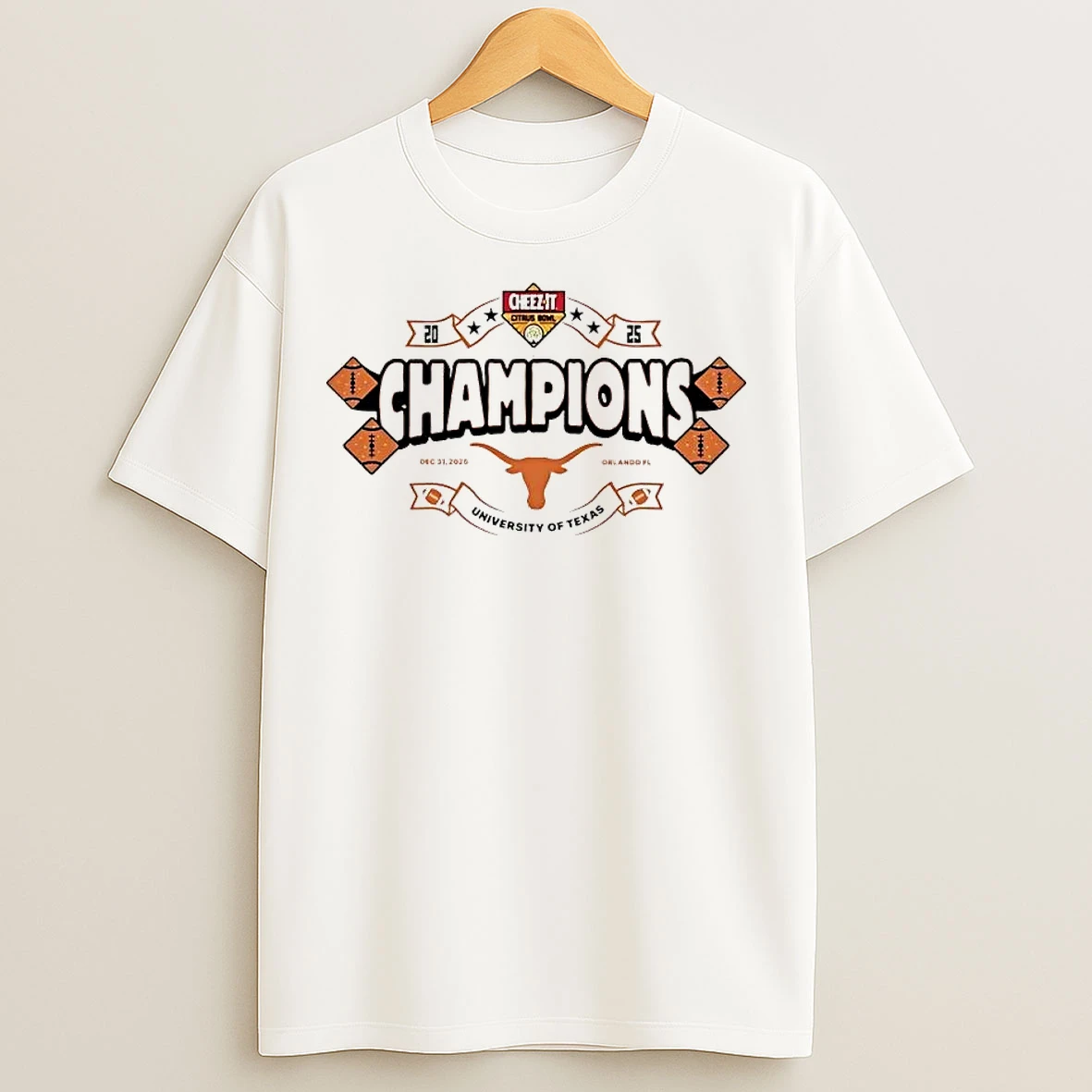 Classic Texas Longhorns 2025 Cheez It Citrus Bowl Champions Orlando T Shirts