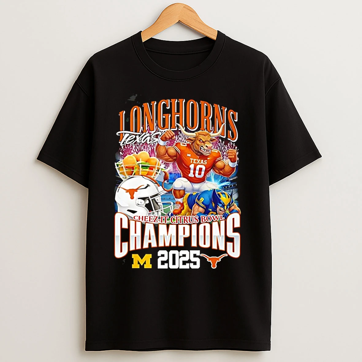 Classic Texas Longhorns 2025 Cheez It Citrus Bowl Champions Mascot T Shirts