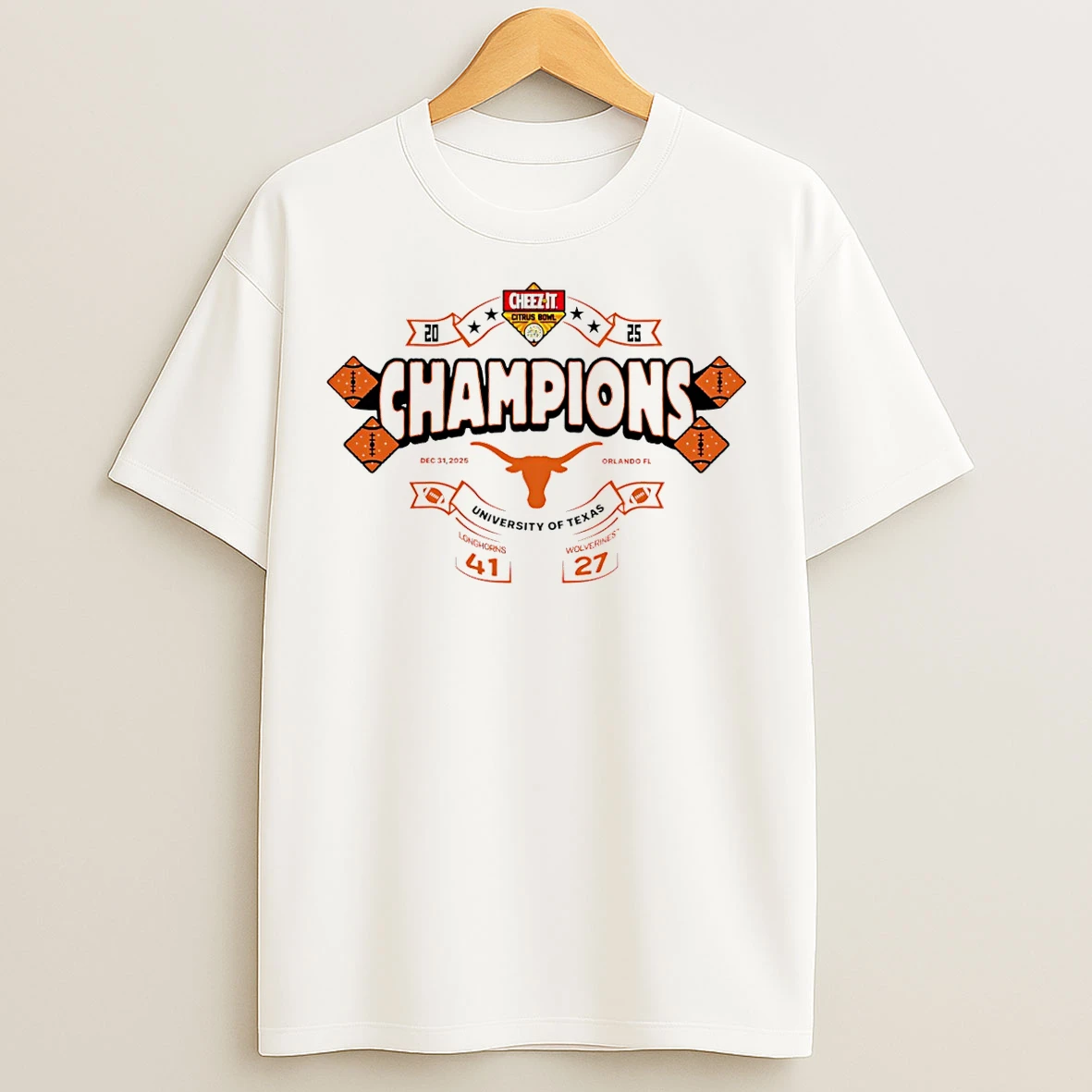 Classic Texas Longhorns 2025 Cheez It Citrus Bowl Champions Socre T Shirts