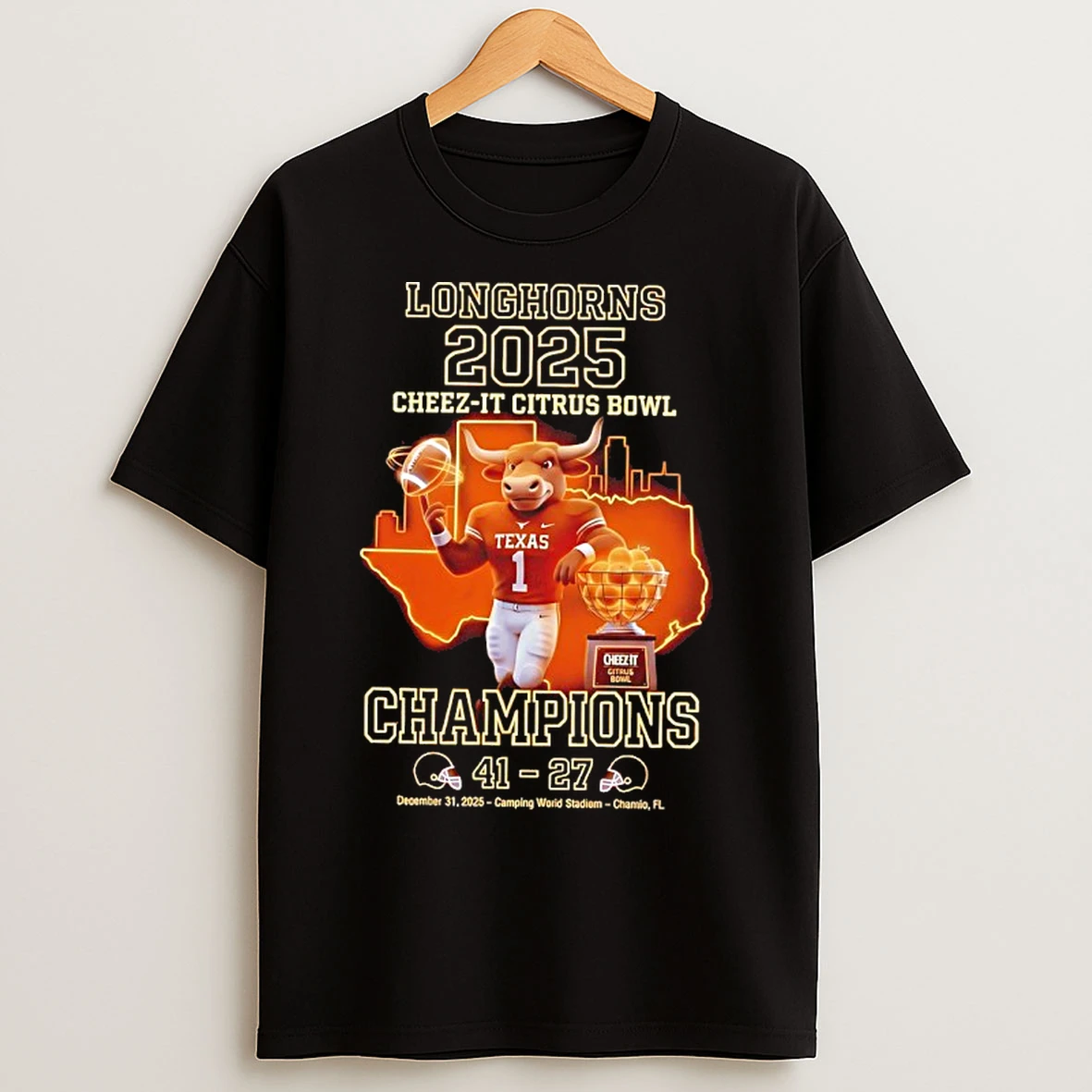 Classic Texas Longhorns 2025 Citrus Bowl Champions Mascot T Shirts