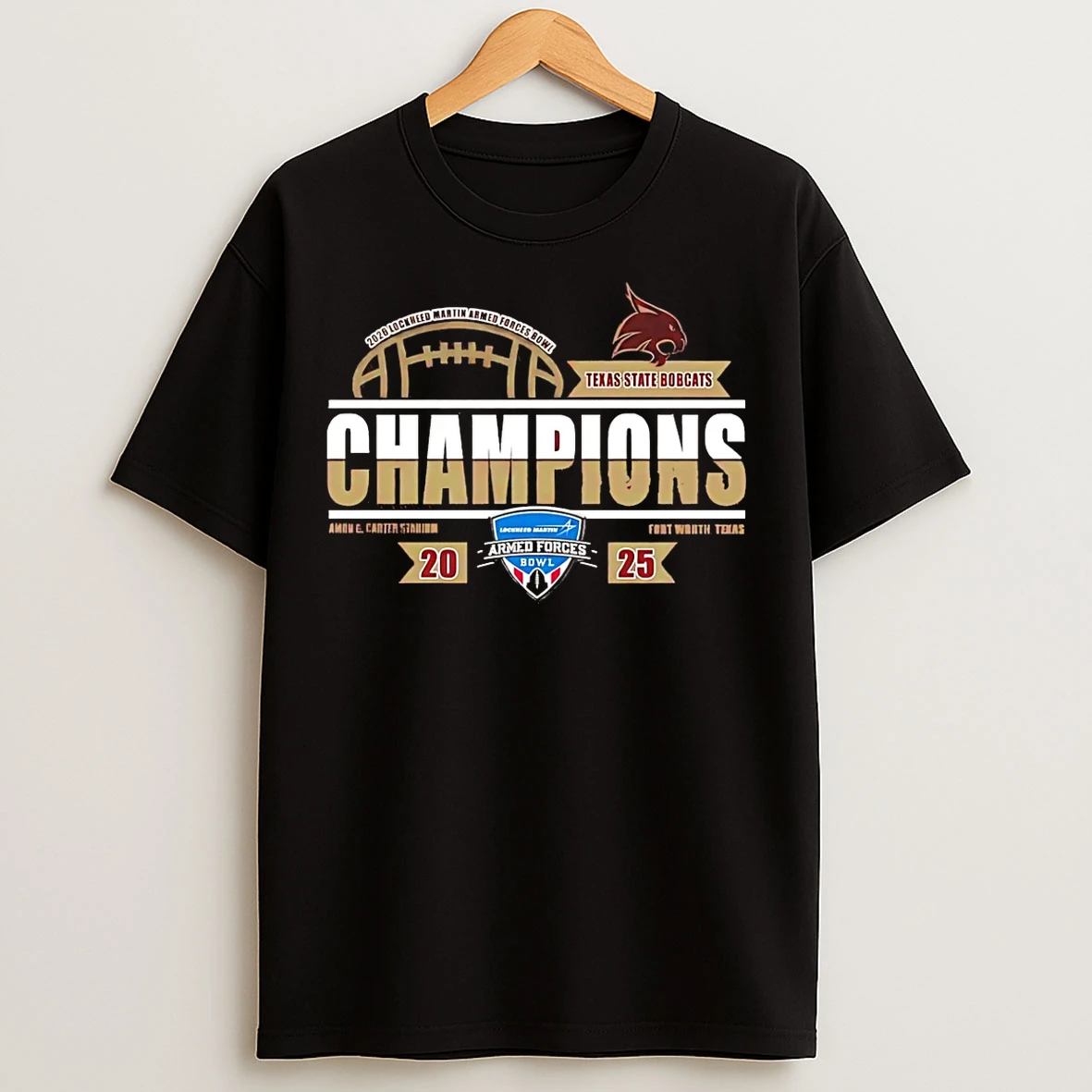 Classic Texas State Bobcats 2026 Lockheed Martin Armed Forces Bowl Champions Classic T Shirts