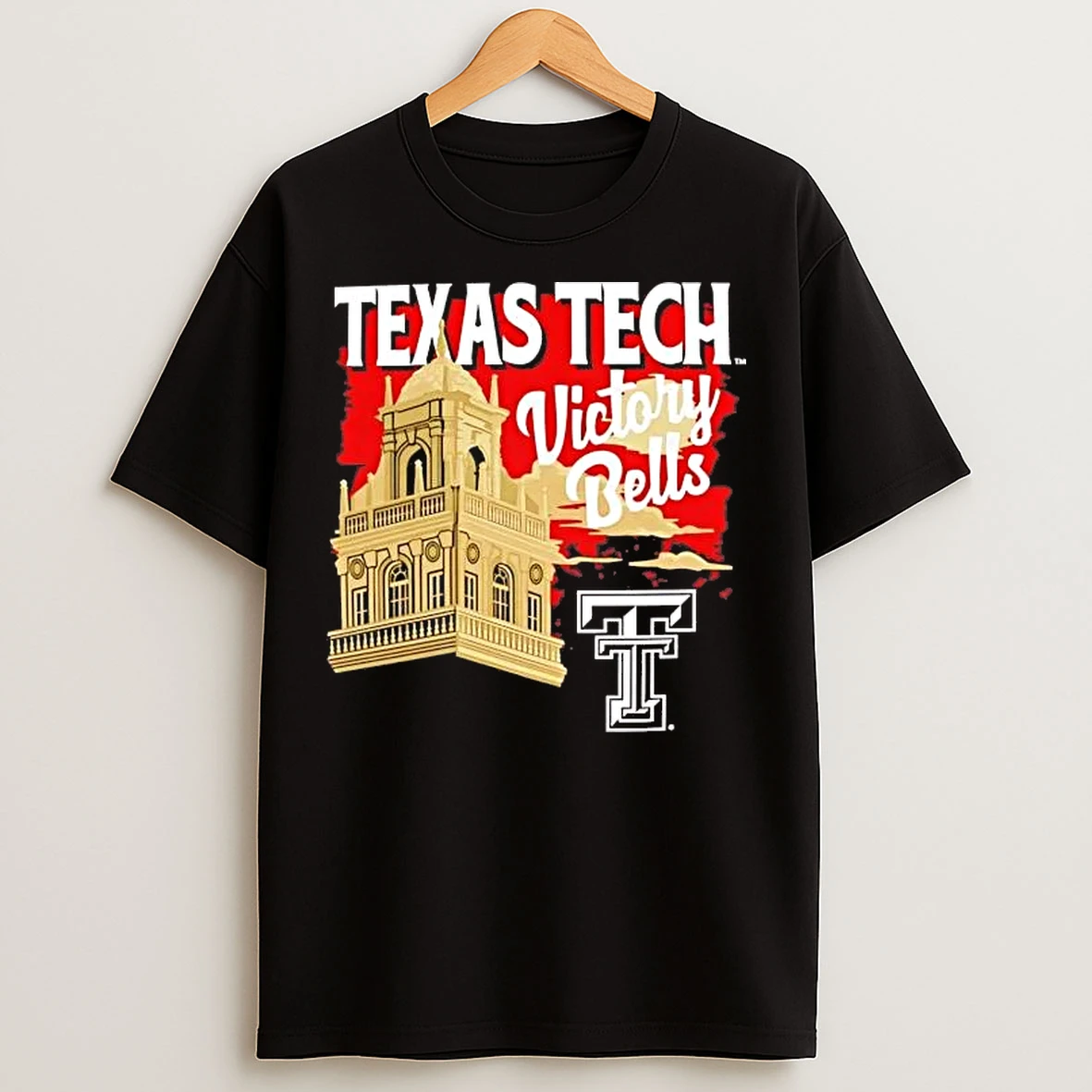 Classic Texas Tech Red Raiders Victory Bell Tower Sunset T Shirts