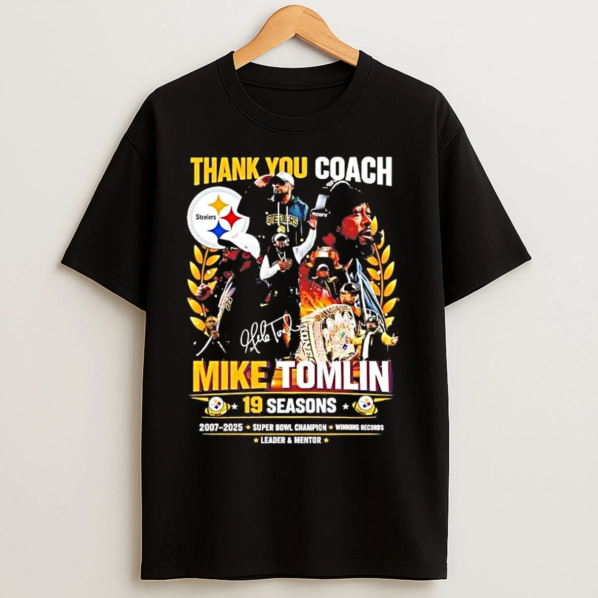 Classic Thank You Coach Mike Tomlin 19 Seasons Pittsburgh Steelers T Shirts