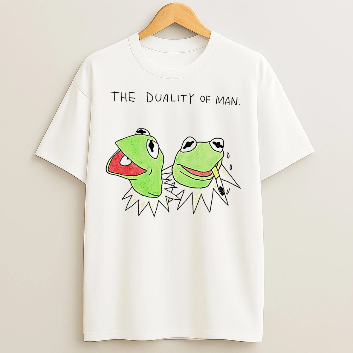 Classic The Duality Of Man Paint Frog T Shirts