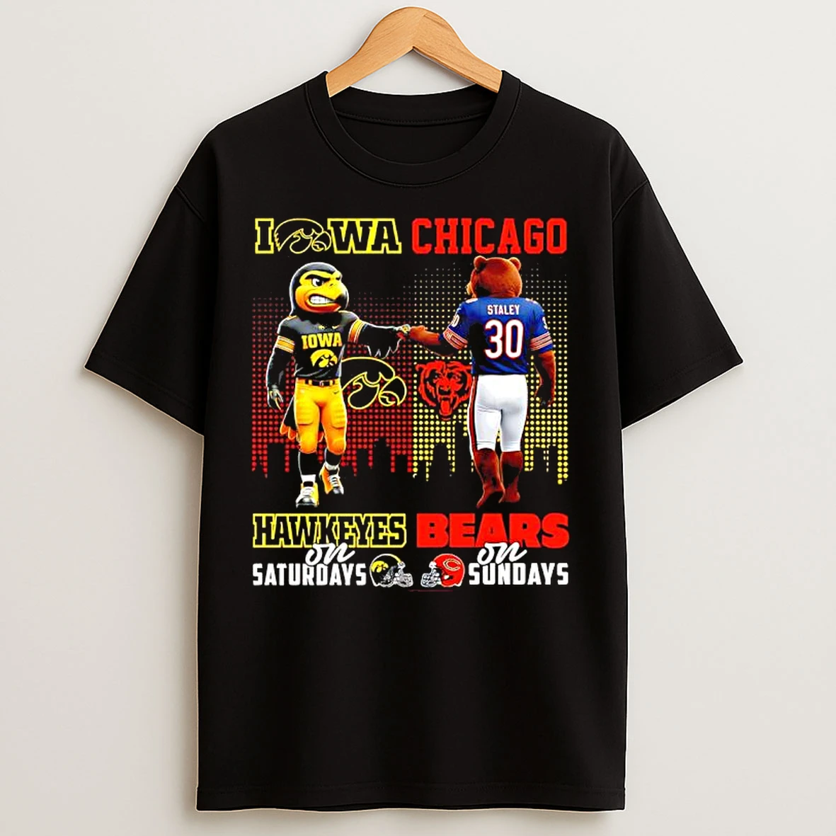 Classic The Iowa Hawkeyes On Saturdays And Chicago Bears On Sundays Mascots Logos T Shirts