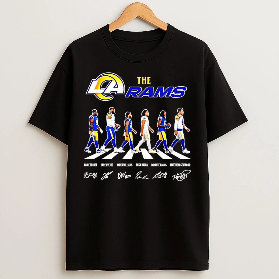 Classic The La Rams Featuring Player Signatures And Names Abbey Road T Shirts
