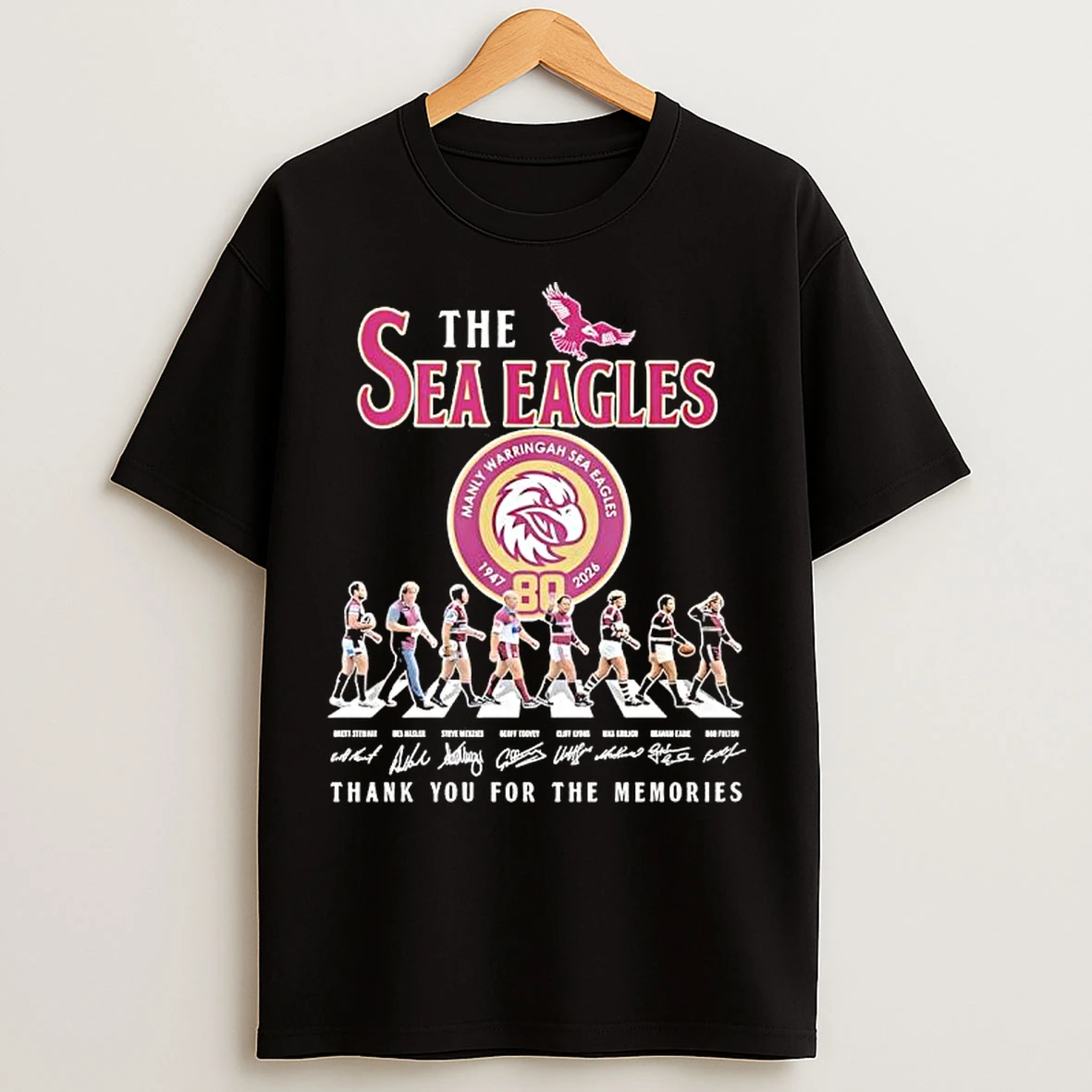 Classic The Manly Warringah Sea Eagles 80th Anniversary 1947 To 2026 Memories Signatures T Shirts