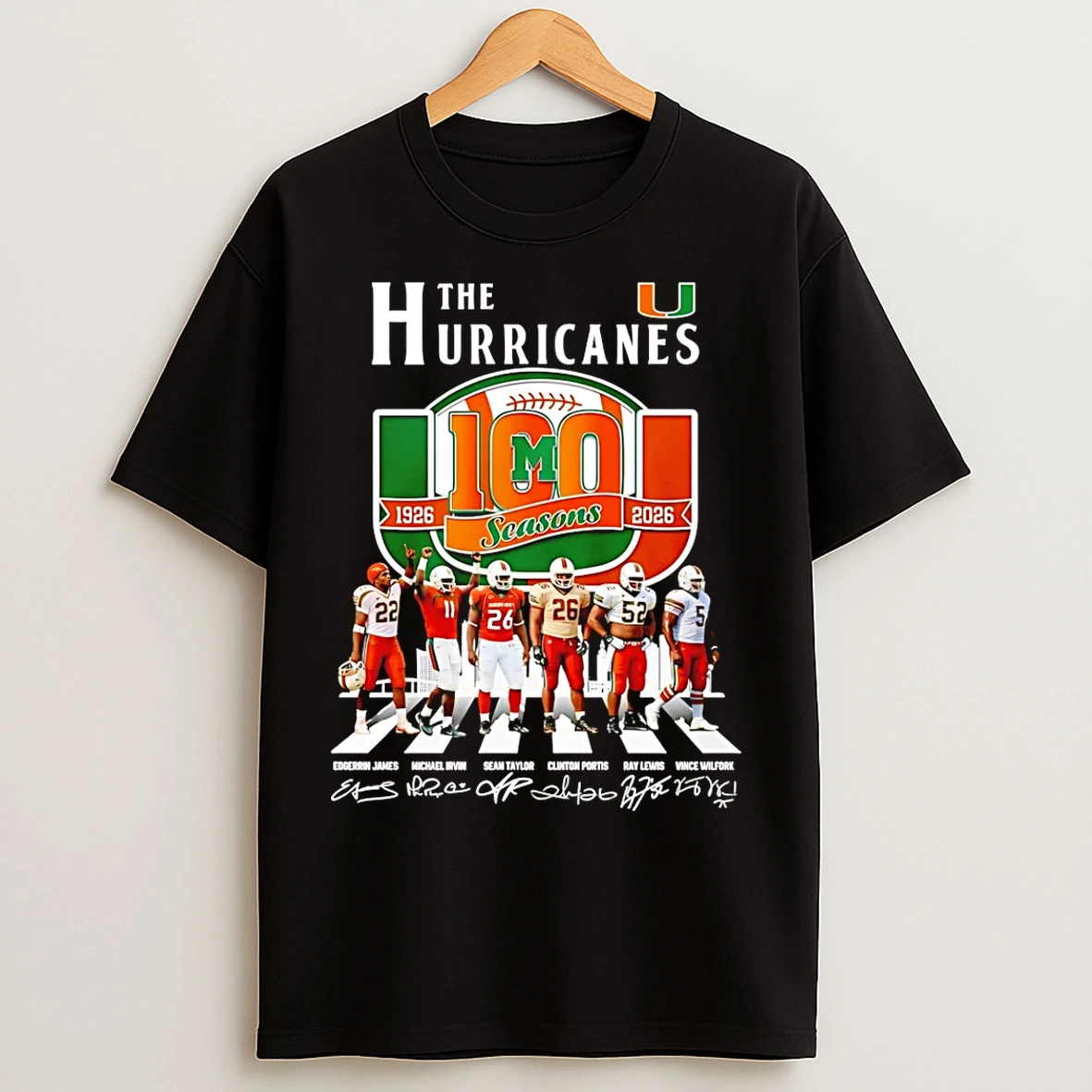 Classic The Miami Hurricanes 100 Seasons 1929 2026 Signatures T Shirts