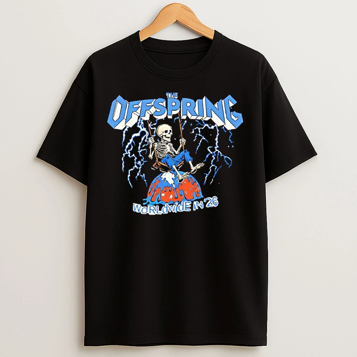 Classic The Offspring Worldwide Tour 2026 Swinging Skeleton T Shirts